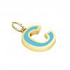 Alphabet Capital Initial Letter C Pendant, made of 925 sterling silver / 18k gold finish with turquoise enamel