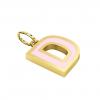 Alphabet Capital Initial Letter D Pendant, made of 925 sterling silver / 18k gold finish with pink enamel