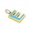 Alphabet Capital Initial Letter E Pendant, made of 925 sterling silver / 18k gold finish with turquoise enamel