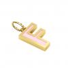 Alphabet Capital Initial Letter F Pendant, made of 925 sterling silver / 18k gold finish with pink enamel