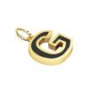 Alphabet Capital Initial Letter G Pendant, made of 925 sterling silver / 18k gold finish with black enamel
