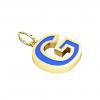 Alphabet Capital Initial Letter G Pendant, made of 925 sterling silver / 18k gold finish with blue enamel
