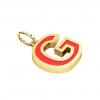 Alphabet Capital Initial Letter G Pendant, made of 925 sterling silver / 18k gold finish with red enamel