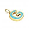 Alphabet Capital Initial Letter G Pendant, made of 925 sterling silver / 18k gold finish with turquoise enamel