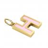Alphabet Capital Initial Letter H Pendant, made of 925 sterling silver / 18k gold finish with pink enamel