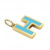 Alphabet Capital Initial Letter H Pendant, made of 925 sterling silver / 18k gold finish with turquoise enamel
