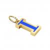 Alphabet Capital Initial Letter I Pendant, made of 925 sterling silver / 18k gold finish with blue enamel