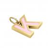 Alphabet Capital Initial Letter K Pendant, made of 925 sterling silver / 18k gold finish with pink enamel