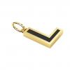 Alphabet Capital Initial Letter L Pendant, made of 925 sterling silver / 18k gold finish with black enamel