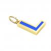 Alphabet Capital Initial Letter L Pendant, made of 925 sterling silver / 18k gold finish with blue enamel