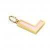Alphabet Capital Initial Letter L Pendant, made of 925 sterling silver / 18k gold finish with pink enamel