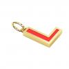 Alphabet Capital Initial Letter L Pendant, made of 925 sterling silver / 18k gold finish with red enamel