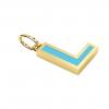 Alphabet Capital Initial Letter L Pendant, made of 925 sterling silver / 18k gold finish with turquoise enamel