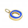 Alphabet Capital Initial Letter O Pendant, made of 925 sterling silver / 18k gold finish with blue enamel