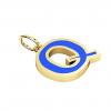Alphabet Capital Initial Letter Q Pendant, made of 925 sterling silver / 18k gold finish with blue enamel