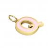 Alphabet Capital Initial Letter Q Pendant, made of 925 sterling silver / 18k gold finish with pink enamel