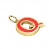 Alphabet Capital Initial Letter Q Pendant, made of 925 sterling silver / 18k gold finish with red enamel