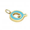 Alphabet Capital Initial Letter Q Pendant, made of 925 sterling silver / 18k gold finish with turquoise enamel