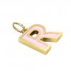 Alphabet Capital Initial Letter R Pendant, made of 925 sterling silver / 18k gold finish with pink enamel