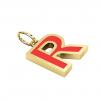Alphabet Capital Initial Letter R Pendant, made of 925 sterling silver / 18k gold finish with red enamel