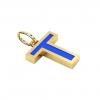 Alphabet Capital Initial Letter T Pendant, made of 925 sterling silver / 18k gold finish with blue enamel