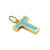 Alphabet Capital Initial Letter T Pendant, made of 925 sterling silver / 18k gold finish with turquoise enamel
