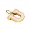 Alphabet Capital Initial Letter U Pendant, made of 925 sterling silver / 18k gold finish with pink enamel