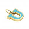 Alphabet Capital Initial Letter U Pendant, made of 925 sterling silver / 18k gold finish with turquoise enamel