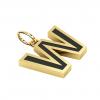 Alphabet Capital Initial Letter W Pendant, made of 925 sterling silver / 18k gold finish with black enamel