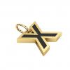 Alphabet Capital Initial Letter X Pendant, made of 925 sterling silver / 18k gold finish with black enamel