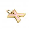 Alphabet Capital Initial Letter X Pendant, made of 925 sterling silver / 18k gold finish with pink enamel