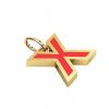 Alphabet Capital Initial Letter X Pendant, made of 925 sterling silver / 18k gold finish with red enamel