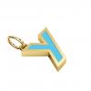 Alphabet Capital Initial Letter Y Pendant, made of 925 sterling silver / 18k gold finish with turquoise enamel