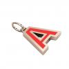 Alphabet Capital Initial Letter A Pendant, made of 925 sterling silver / 18k rose gold finish with red enamel