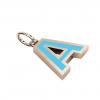 Alphabet Capital Initial Letter A Pendant, made of 925 sterling silver / 18k rose gold finish with turquoise enamel