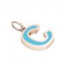 Alphabet Capital Initial Letter C Pendant, made of 925 sterling silver / 18k rose gold finish with turquoise enamel