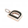 Alphabet Capital Initial Letter D Pendant, made of 925 sterling silver / 18k rose gold finish with black enamel