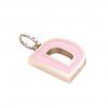 Alphabet Capital Initial Letter D Pendant, made of 925 sterling silver / 18k rose gold finish with pink enamel