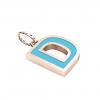 Alphabet Capital Initial Letter D Pendant, made of 925 sterling silver / 18k rose gold finish with turquoise enamel
