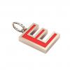 Alphabet Capital Initial Letter E Pendant, made of 925 sterling silver / 18k rose gold finish with red enamel