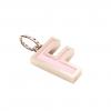 Alphabet Capital Initial Letter F Pendant, made of 925 sterling silver / 18k rose gold finish with pink enamel