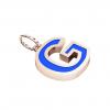 Alphabet Capital Initial Letter G Pendant, made of 925 sterling silver / 18k rose gold finish with blue enamel