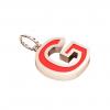 Alphabet Capital Initial Letter G Pendant, made of 925 sterling silver / 18k rose gold finish with red enamel