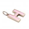 Alphabet Capital Initial Letter H Pendant, made of 925 sterling silver / 18k rose gold finish with pink enamel