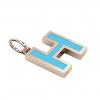 Alphabet Capital Initial Letter H Pendant, made of 925 sterling silver / 18k rose gold finish with turquoise enamel