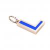 Alphabet Capital Initial Letter L Pendant, made of 925 sterling silver / 18k rose gold finish with blue enamel