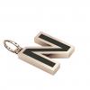 Alphabet Capital Initial Letter N Pendant, made of 925 sterling silver / 18k rose gold finish with black enamel