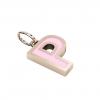 Alphabet Capital Initial Letter P Pendant, made of 925 sterling silver / 18k rose gold finish with pink enamel
