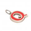 Alphabet Capital Initial Letter Q Pendant, made of 925 sterling silver / 18k rose gold finish with red enamel