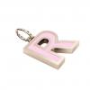 Alphabet Capital Initial Letter R Pendant, made of 925 sterling silver / 18k rose gold finish with pink enamel
